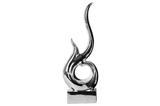 Ceramic Sculpture Polished Chrome Finish Silver 16.25"H
