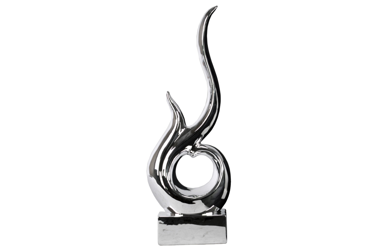 Ceramic Sculpture Polished Chrome Finish Silver 16.25"H