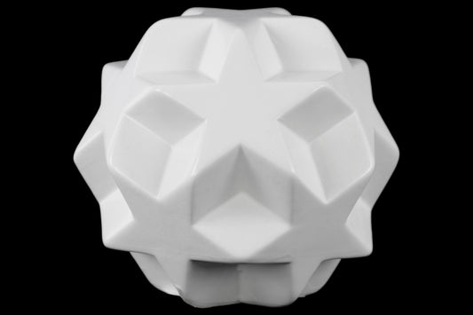 Ceramic  Star Ball Figurine Gloss Finish White-4"H