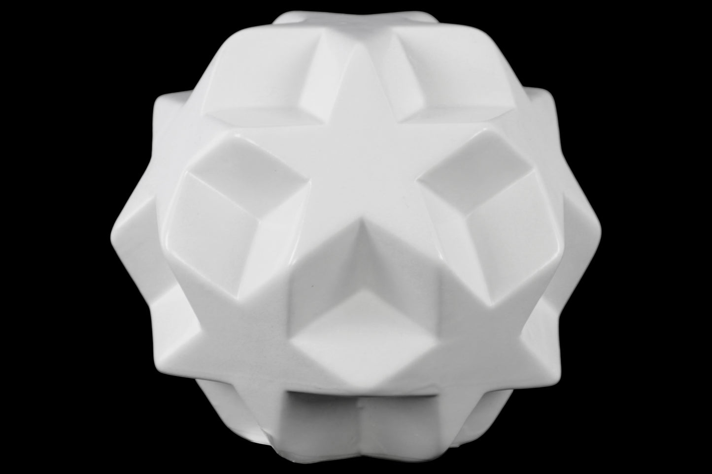 Ceramic Star Ball Figurine Gloss Finish White-4"H