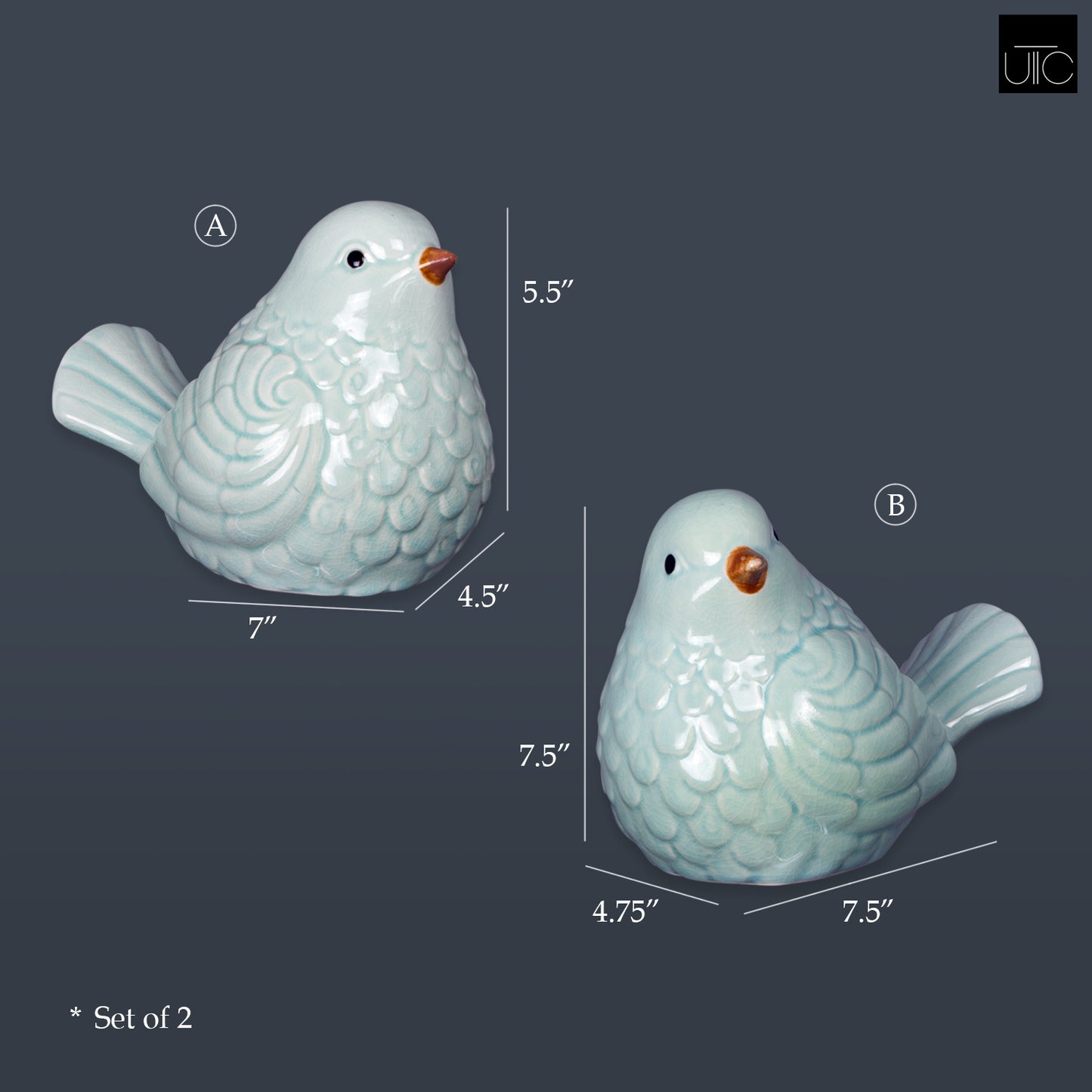 Elric Ceramic Bird Figurines (Set of 2)