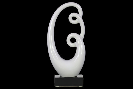 Ceramic Sculpture Gloss Finish White 17.75"H