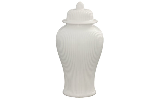 Ceramic Ginger/Temple Jar Gloss Finish White-17.75"H