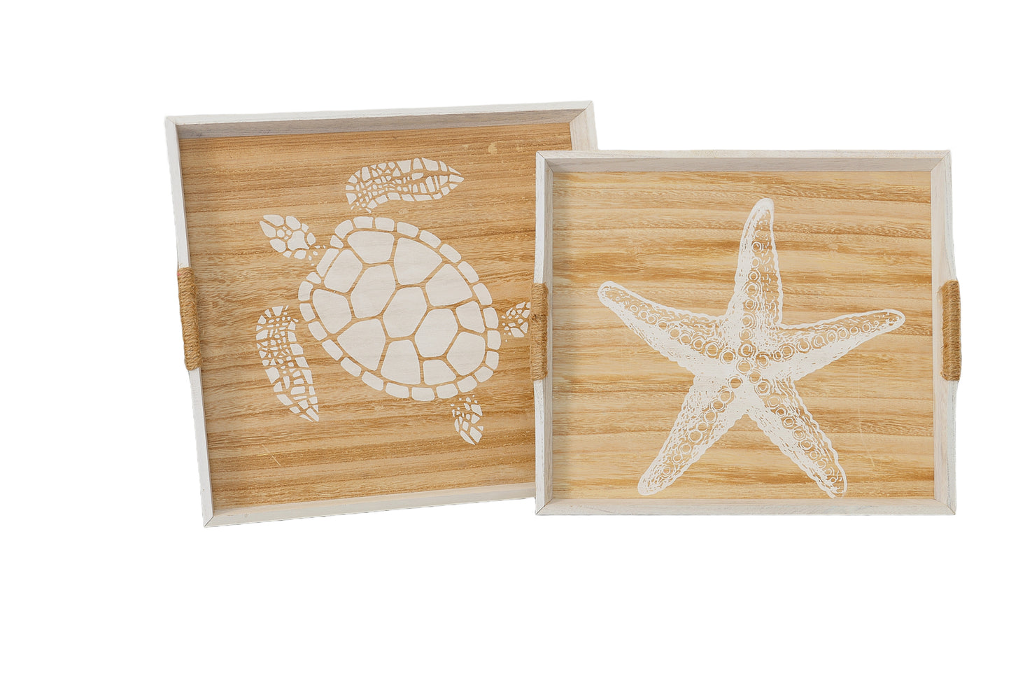 Wood Tray Set of Two Brown-2.00"H