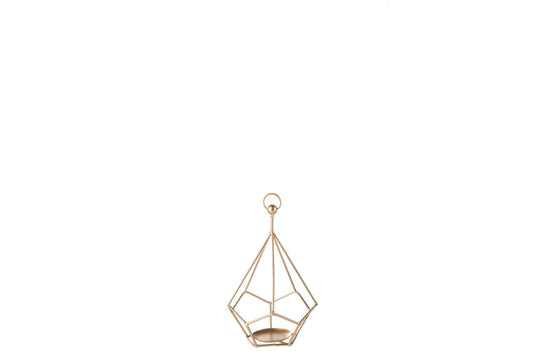 Metal Octagon Candle Holder Metallic Finish Gold