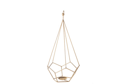 Metal Octagon Candle Holder Metallic Finish Gold