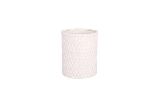 Ceramic Round Jar Smooth Finish White-7.00"H -119