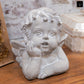 Cement Baby Cherubim Figurine Washed Concrete Finish Gray-8.50"H