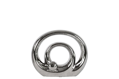 Ceramic Sculpture Polished Chrome Finish Silver 7"H