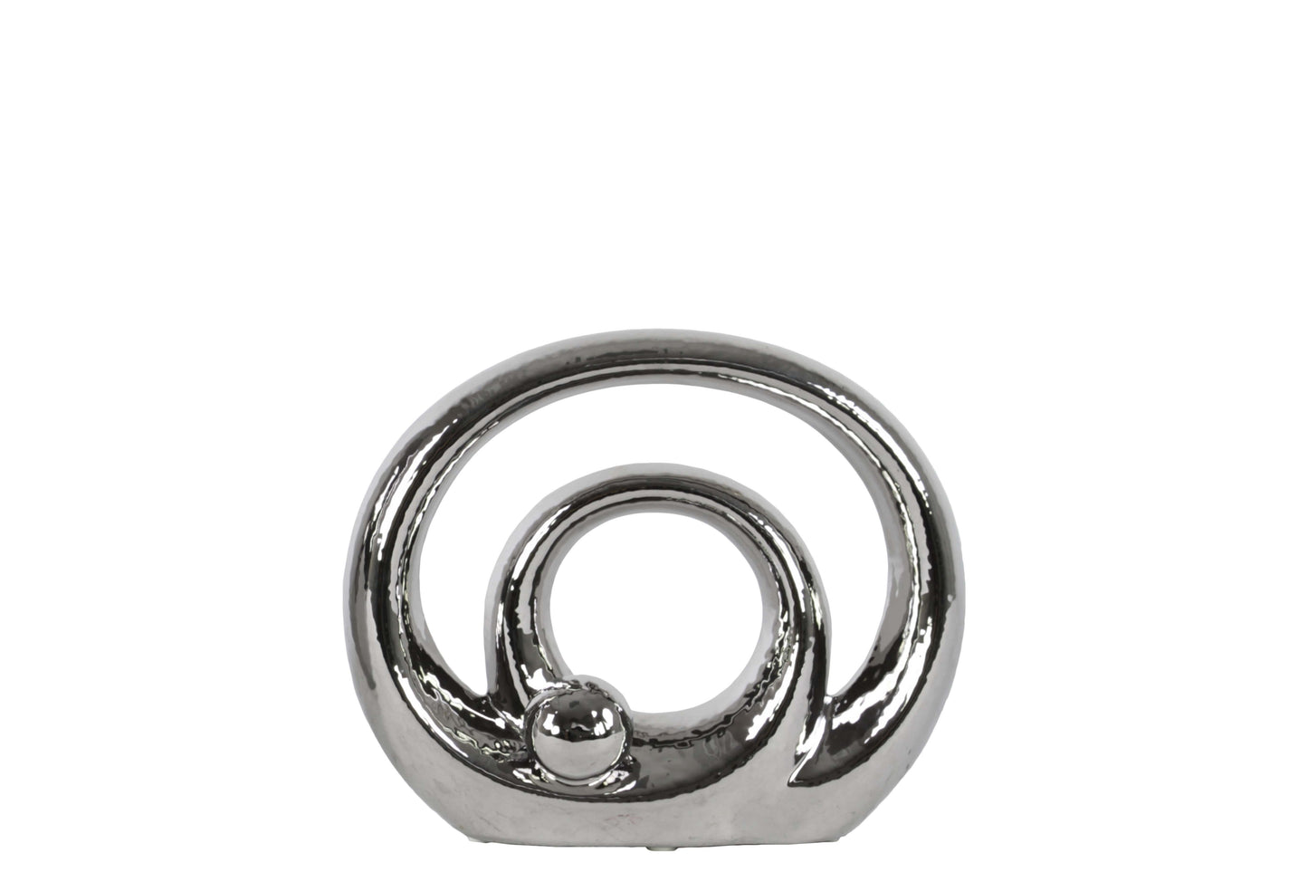 Ceramic Sculpture Polished Chrome Finish Silver 7"H