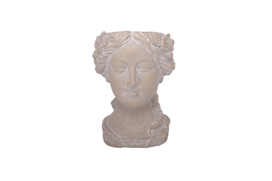 Fiberglass Head Flower Planter Grey-12.25"H