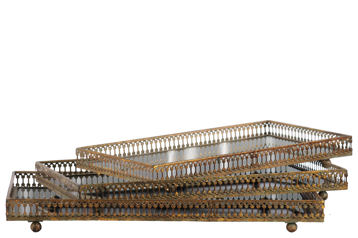 Metal Mirror Tarnished Finish Gold 1.75"H