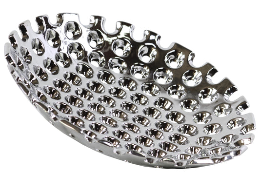Ceramic Tray Polished Chrome Finish Silver 2.5"H