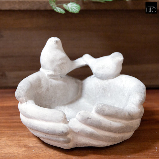 Cement Bird Feeder Gray-4.75"H