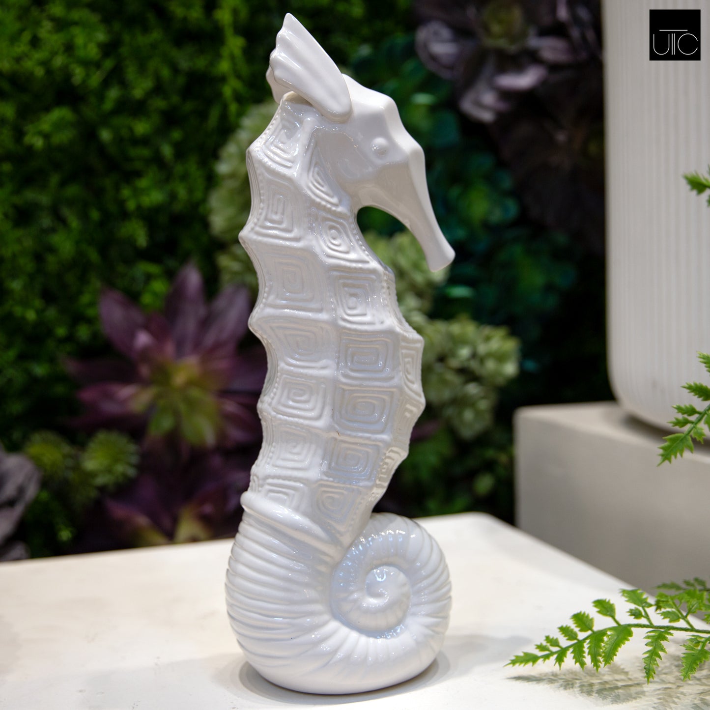 Ceramic Figurine Gloss Finish White 13.75"H