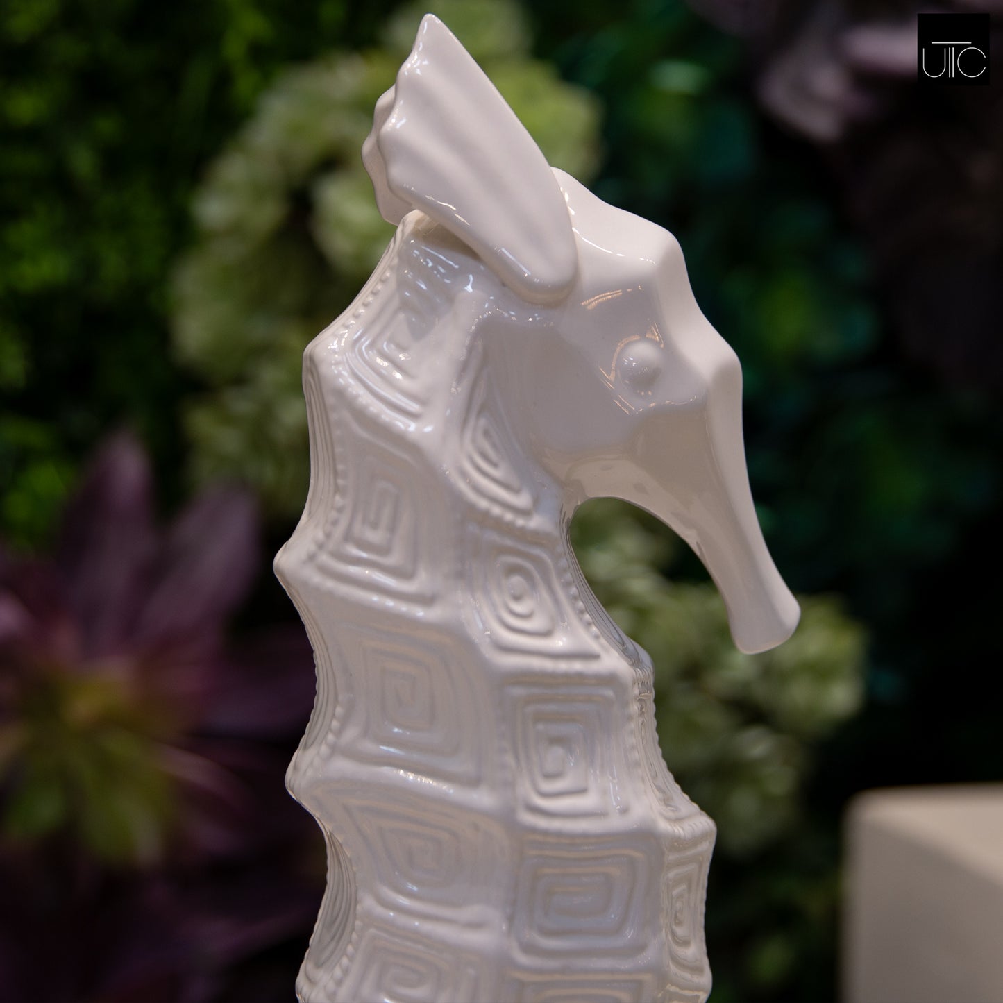 Ceramic Figurine Gloss Finish White 13.75"H