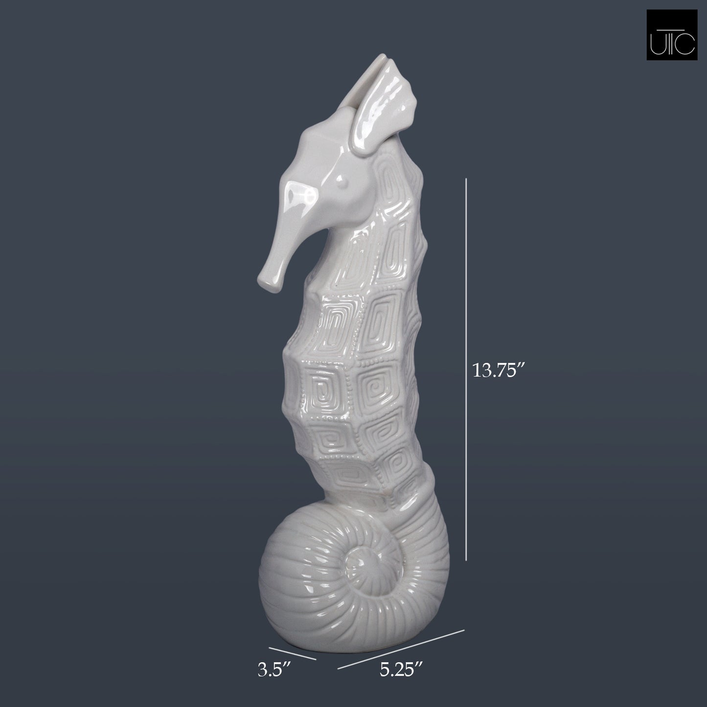 Ceramic Figurine Gloss Finish White 13.75"H