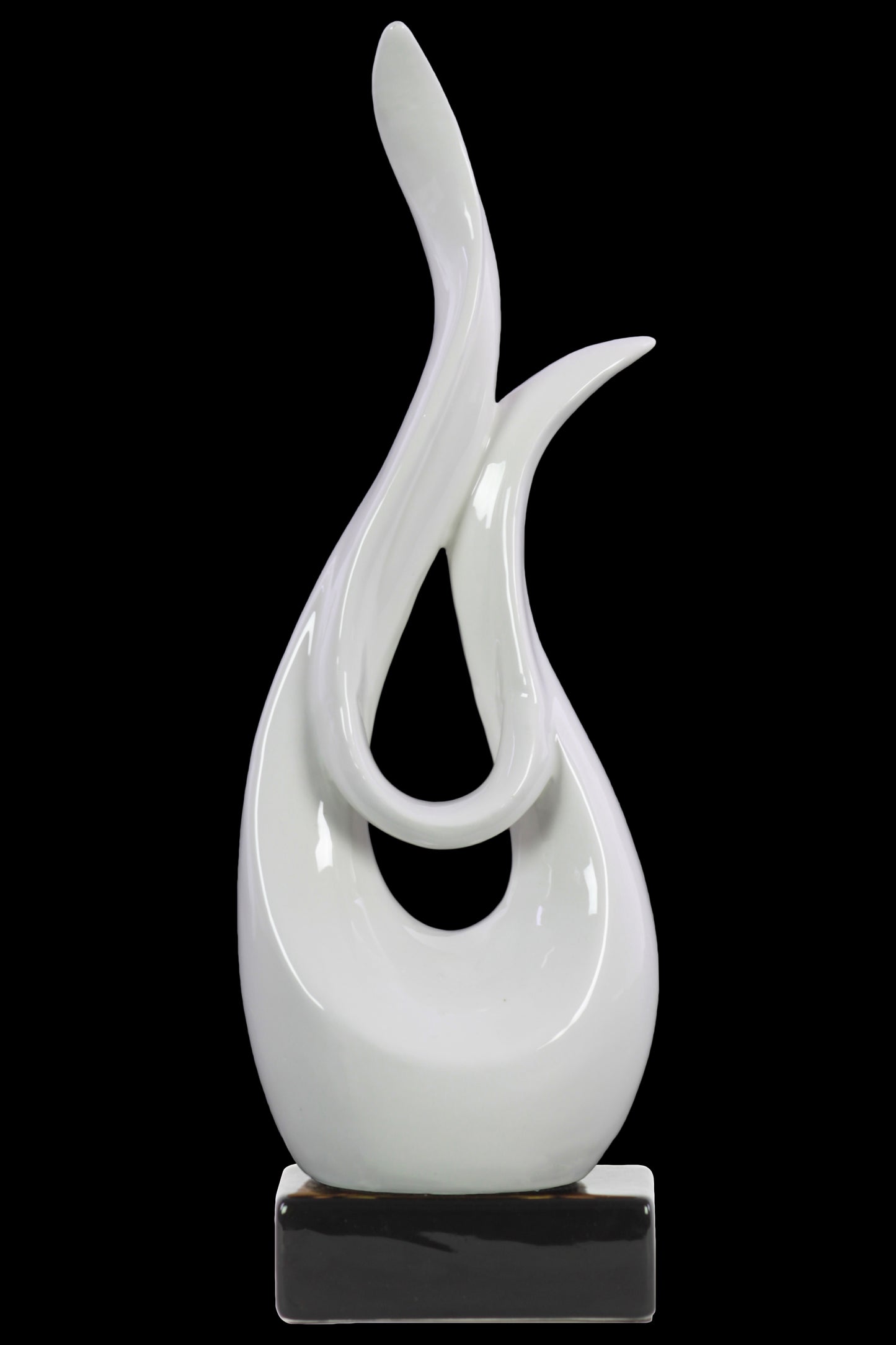 Ceramic Sculpture Gloss Finish White 16"H