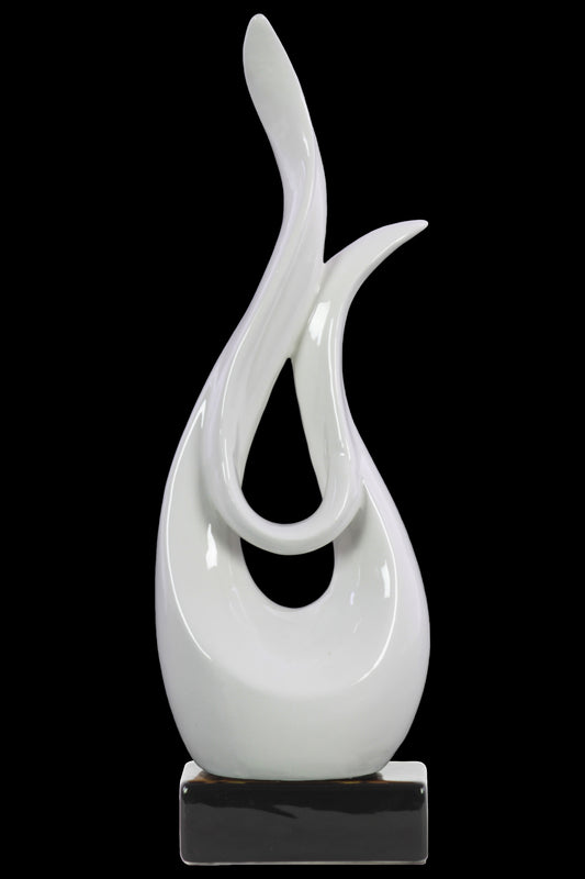 Ceramic Sculpture Gloss Finish White 16"H