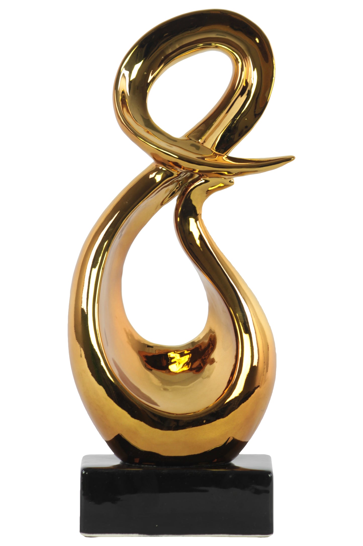 Ceramic Sculpture Polished Chrome Finish Gold-15.5"H