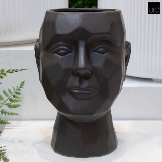 Bailey Cubic Pattern Ceramic Head Pot