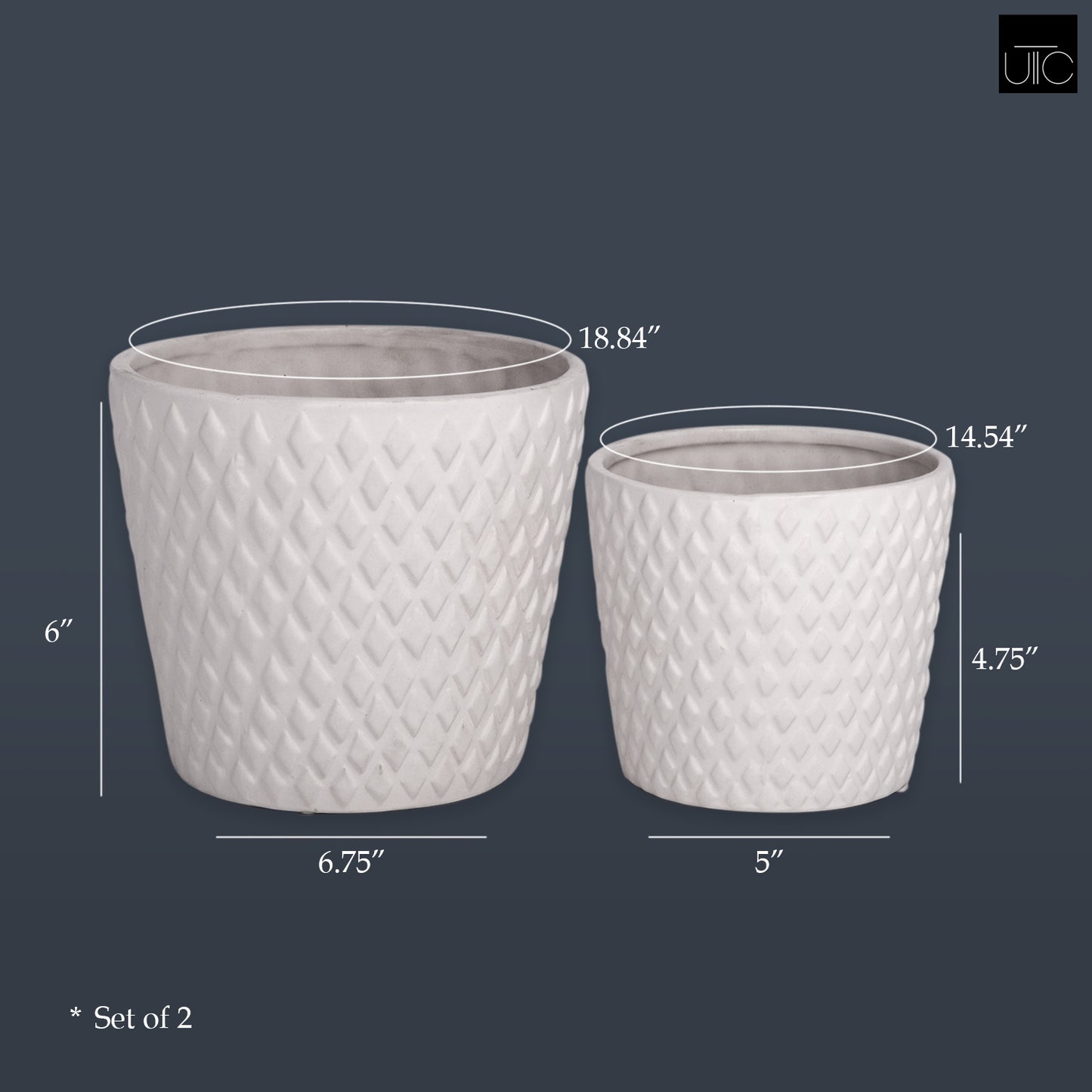 Ceramic Round Pot Matte Finish White-6.00"H -202