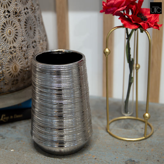 Lynde Combed Electroplated Metallic Vase