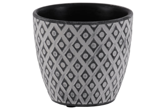Terracotta  Round Pot Washed Finish Black-5"H