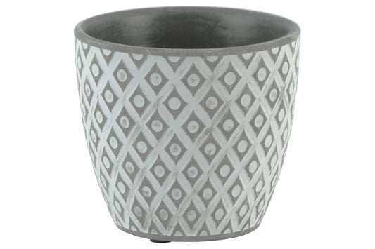 Terracotta  Round Pot Washed Finish Gray-5"H -311