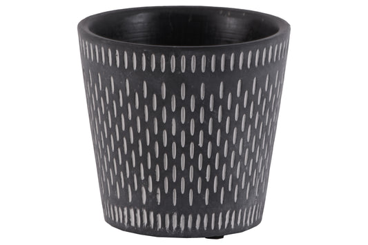 Terracotta  Round Pot Washed  Finish Black-5"H -306