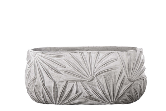 Cement Low Oval Pot Washed Concrete Finish