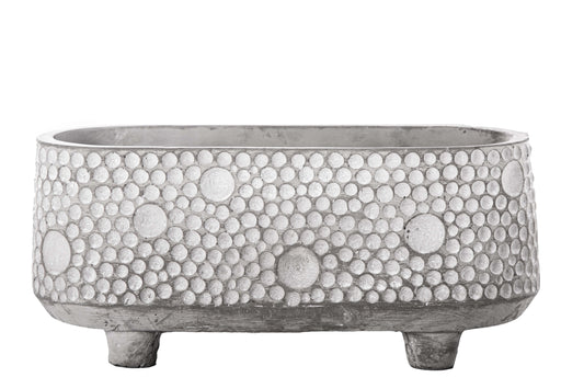 Cement Oval Pot Washed Concrete Finish Gray-5.00"H