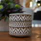Ceramic Pot Washed Finish Black, White-4.25"H