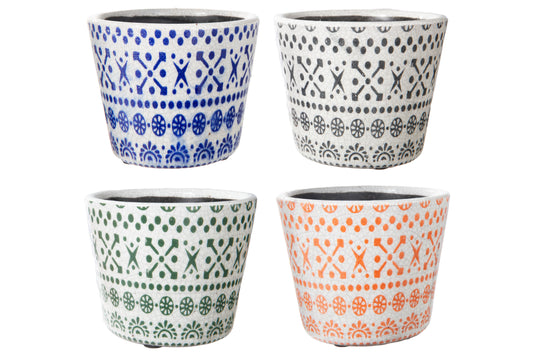 Ceramic Round Pot Gloss Finish Polychromatic-12.00"H -156