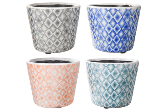 Ceramic Round Pot Gloss Finish Polychromatic-12.00"H -157