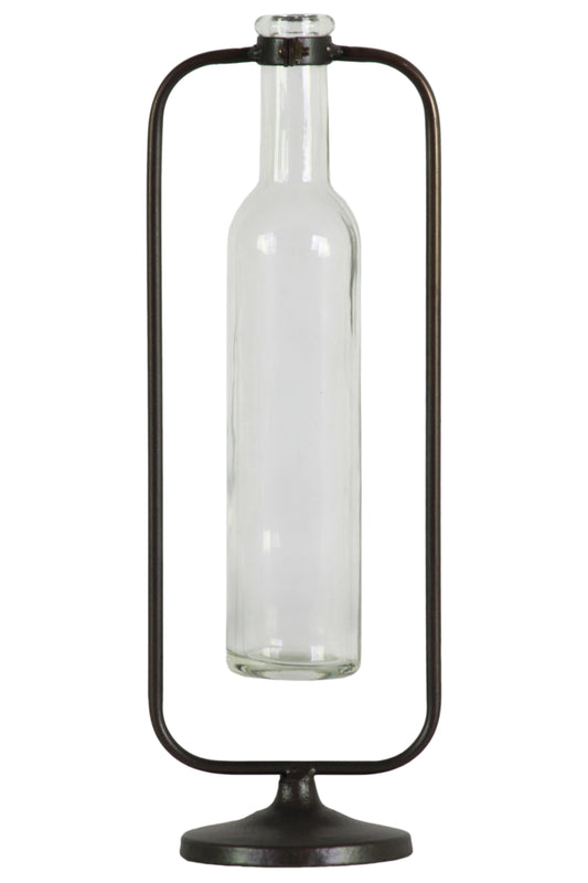 Metal Vase Metallic Finish Gunmetal Gray-13"H