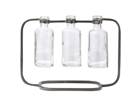 Metal Vase Metallic Finish Gunmetal Gray-11.75"H -295