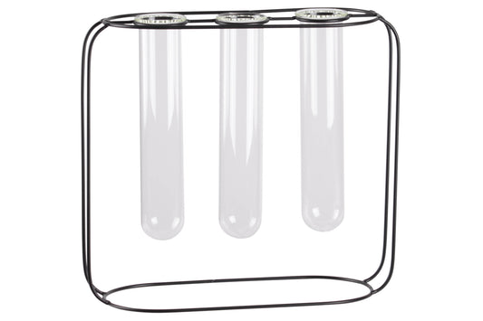 Metal Clustered Hanging Bud Vase Holder Coated Finish Black..12.50"x5.00"x11.50"H