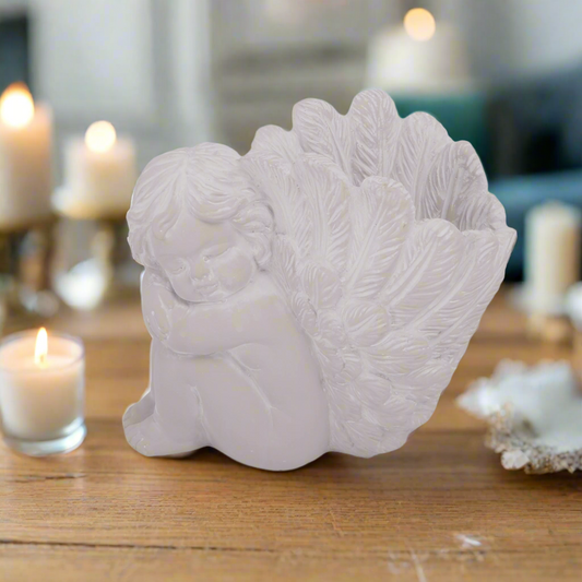 Cement Angel Pot Gray-7.50"H -1