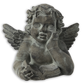 Cement Angel Reading Bust Figurine Antique Concrete Finish Green-8.00"H
