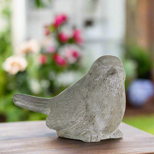Cato Sitting Bird Cement Figurine